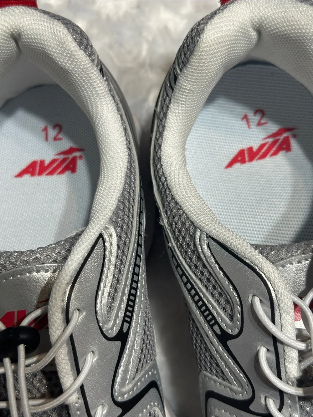 Avia Men’s Silver and Red Athletic Running Shoes